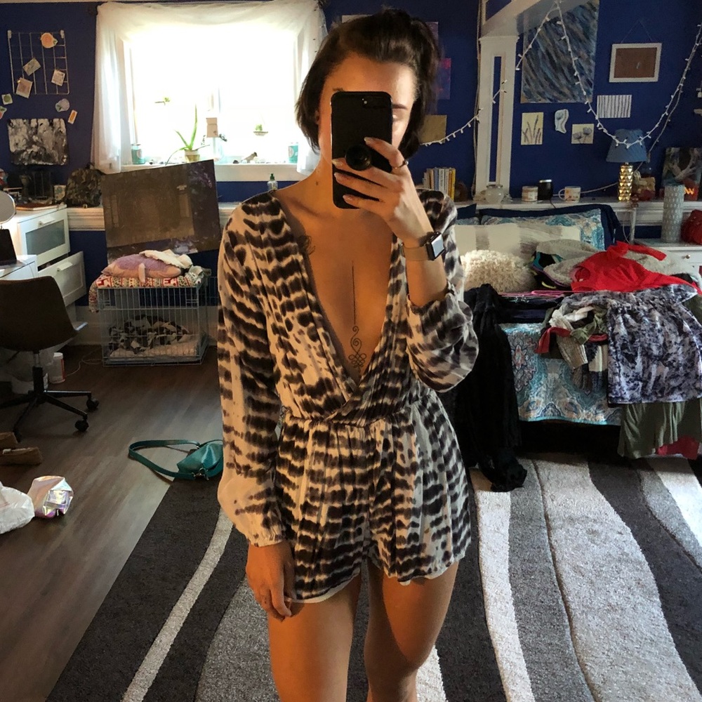Tie dye low cut romper